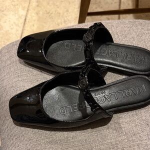Karl Lagerfeld Glossy Black Mules